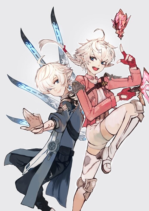  red mage alisaie leveilleur alphinaud leveilleur and sage final fantasy and 1 more drawn by edamame