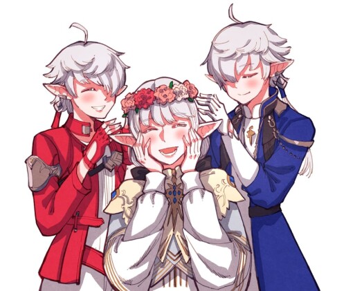  alisaie leveilleur alphinaud leveilleur and ameliance leveilleur final fantasy and 1 more drawn by 