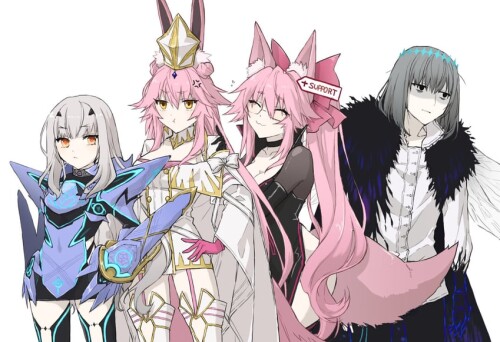  tamamo koyanskaya fairy knight lancelot oberon oberon and 3 more fate and 1 more drawn by kino kokk