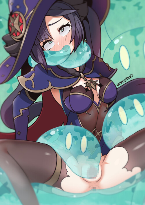  mona and slime genshin impact drawn by everyday2 745082552e7287793a7bd76a939c503b