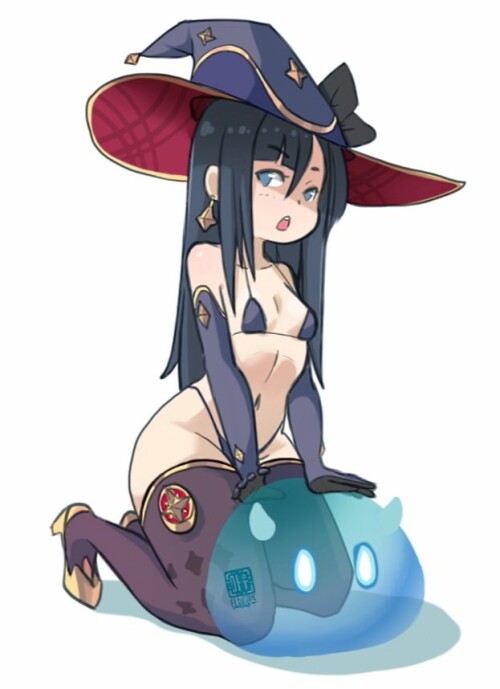  mona and slime genshin impact drawn by elquijotedraws 837572e7a13e13bca06686fb5f7ae01d