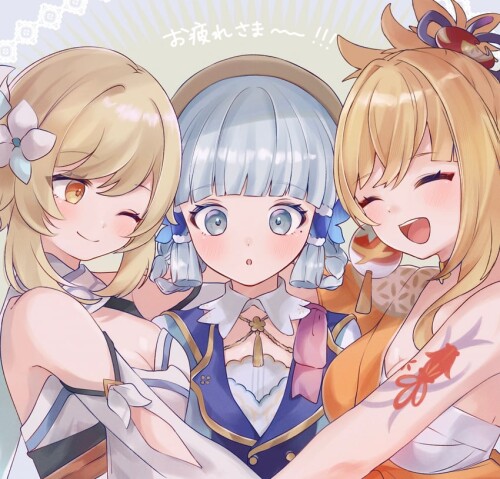  lumine kamisato ayaka yoimiya and kamisato ayaka genshin impact drawn by engasaki sakura sample 61c