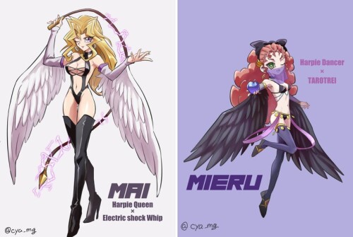  kujaku mai harpie queen harpie dancer and hochun mieru yu gi oh and 2 more drawn by chaya mago samp