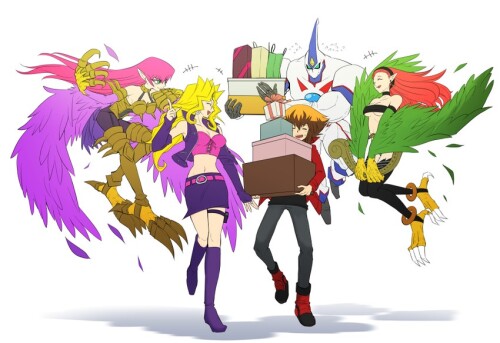  yuuki juudai kujaku mai harpie lady elemental hero neos harpie harpist and 2 more yu gi oh and 2 mo