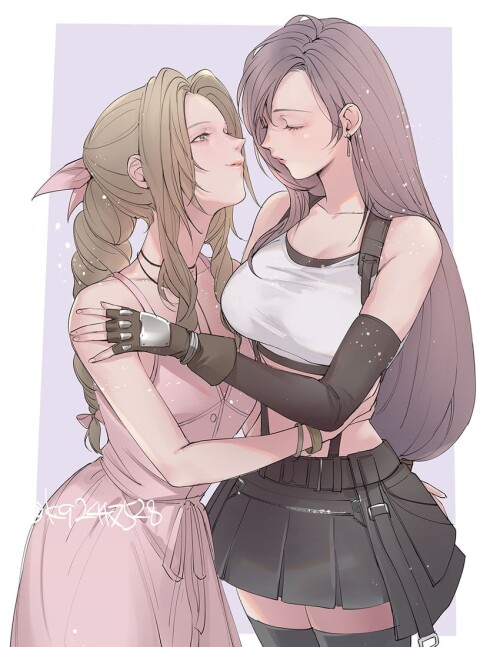  tifa lockhart and aerith gainsborough final fantasy and 2 more drawn by mugikoma sample b753c26d98e