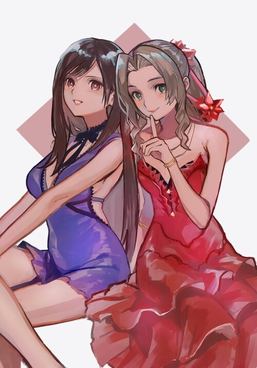  tifa lockhart and aerith gainsborough final fantasy and 2 more drawn by atai kromameta1234 sample 0