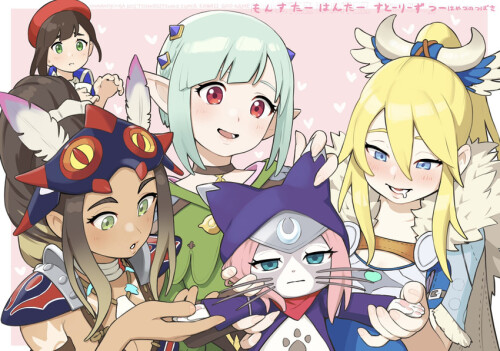  kayna ayuria ena tsukino and lilia monster hunter and 1 more drawn by omaru gyuunyuu sample 3692286