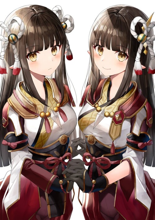  hinoa and minoto monster hunter and 1 more drawn by yon letter sample e6f368e351ca2932e8d3d1495d19b