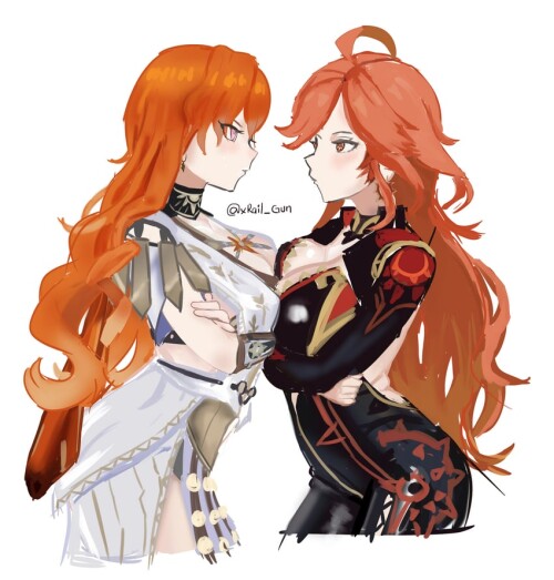  mavuika and augusta genshin impact and 1 more drawn by blaizepascal sample 07f0f554187ca473fd774c8f