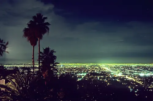 Night view from Mulholland Drive, Los Angeles, 1981 (Photo by Willy Spiller)