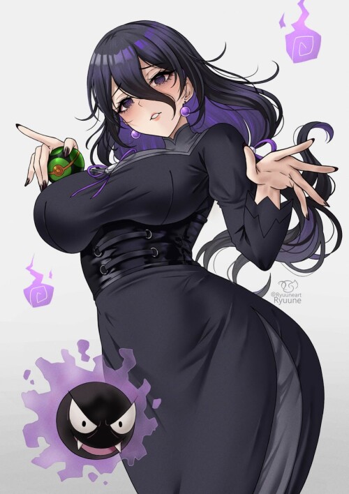  hex maniac and gastly pokemon and 1 more drawn by ryuuneart sample ece745b8b37222b71eb7b0a075ae2a4e