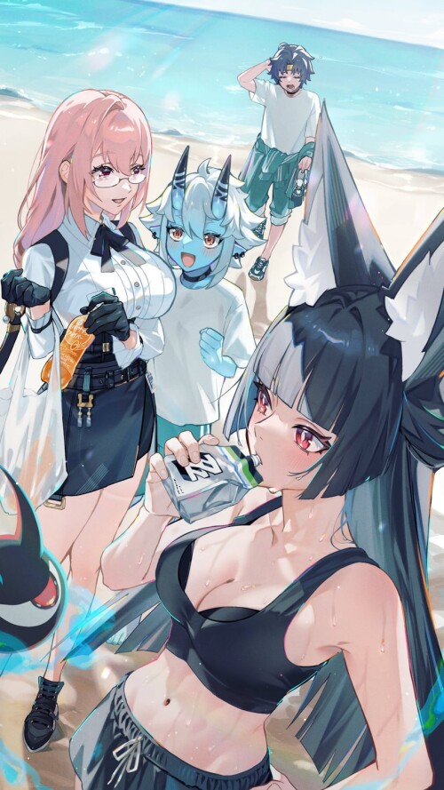  hoshimi miyabi tsukishiro yanagi soukaku asaba harumasa and tailless zenless zone zero drawn by sig