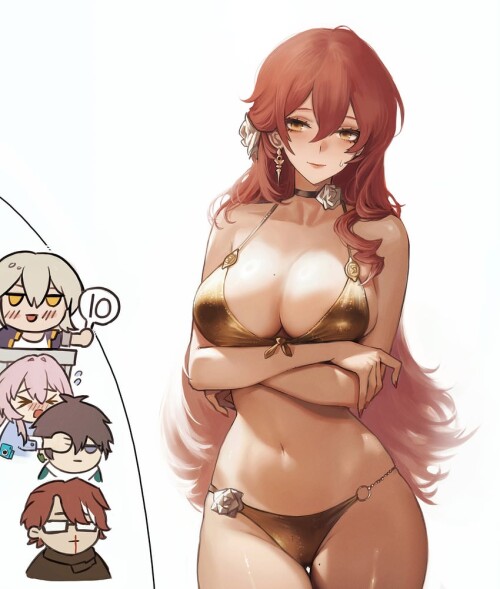  trailblazer stelle march 7th dan heng himeko and 1 more honkai and 1 more drawn by tomatoketchup96 
