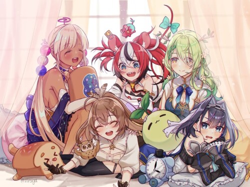  ouro kronii nanashi mumei hakos baelz ceres fauna tsukumo sana and 5 more hololive and 1 more drawn