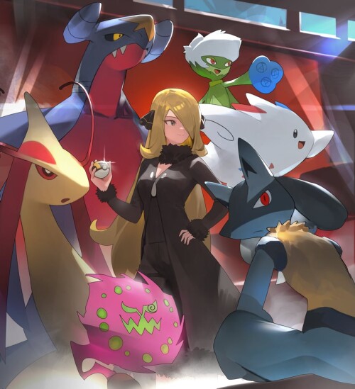  cynthia lucario garchomp milotic togekiss and 2 more pokemon and 2 more drawn by hood james x sampl