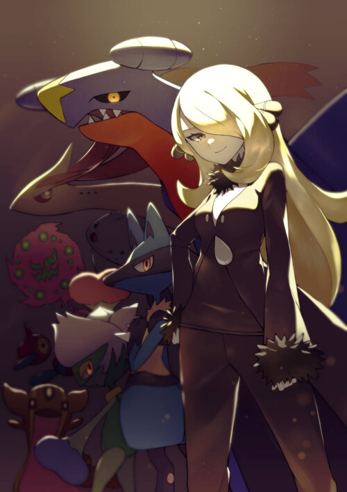  cynthia lucario garchomp milotic roserade and 4 more pokemon and 2 more drawn by rindoriko sample b