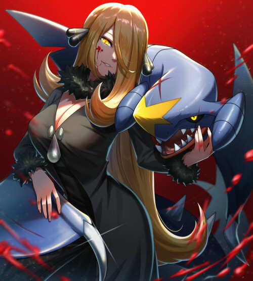  cynthia and garchomp pokemon and 2 more drawn by kataparutotaicho sample 6114c2493514056973d275b7ff
