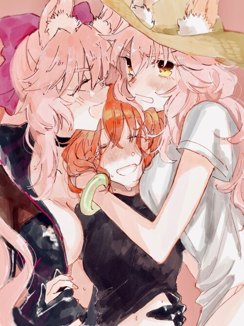  tamamo fujimaru ritsuka tamamo no mae koyanskaya koyanskaya and 1 more fate and 1 more drawn by fuw