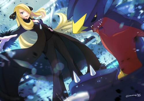  cynthia and garchomp pokemon and 2 more drawn by sawarabi sawarabi725 sample 6594ed9ccaf9c277f5408e