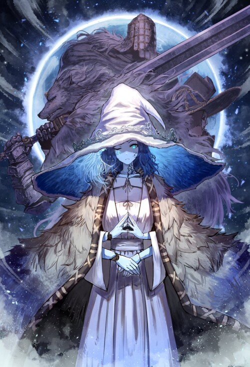  ranni the witch blaidd the half wolf war counselor iji and preceptor seluvis elden ring drawn by ku