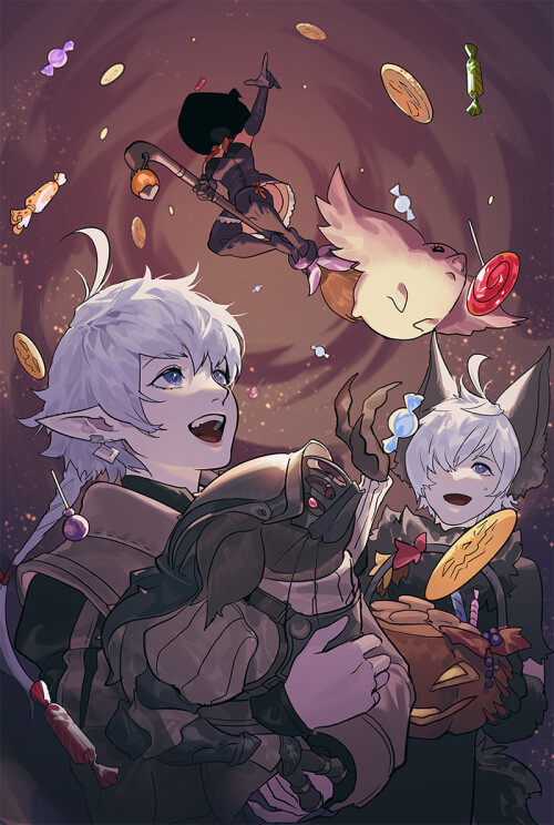  alisaie leveilleur alphinaud leveilleur porxie and ga bu final fantasy and 1 more drawn by byuub 21