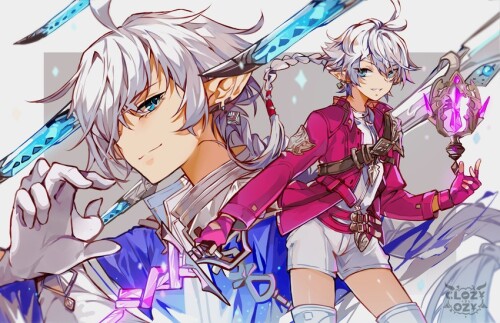  red mage alisaie leveilleur alphinaud leveilleur and sage final fantasy and 1 more drawn by closz s