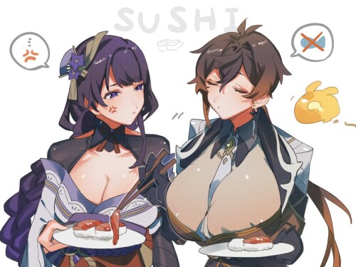  raiden shogun zhongli and seelie genshin impact drawn by crow 3434 sample e98af5e988187b0ed46c790ff