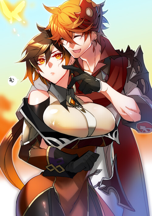  zhongli and tartaglia genshin impact drawn by kaneaki mukku d331bd1f89316e28302d5d1a14c90875