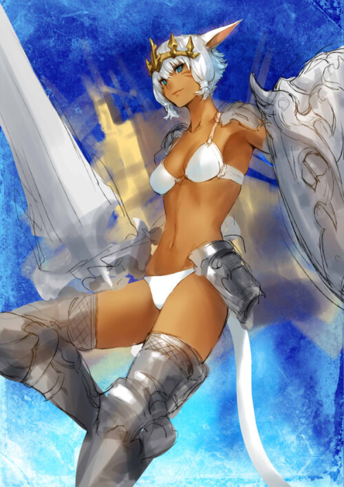  y shtola rhul and paladin final fantasy and 1 more drawn by makimura shunsuke e75a8a495630dc73dae45