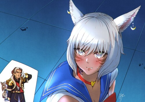  sailor moon y shtola rhul and emet selch final fantasy and 2 more drawn by hjz artemi sample 53ef57