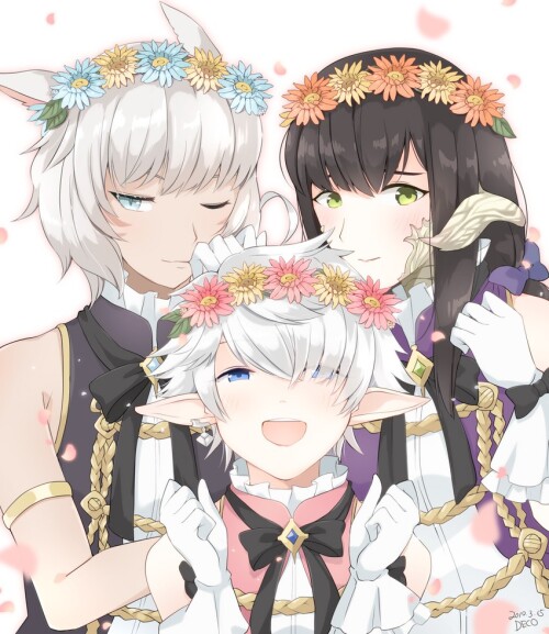  y shtola rhul alisaie leveilleur and yugiri mistwalker final fantasy and 1 more drawn by misoradeko