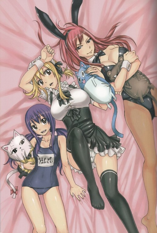  lucy heartfilia erza scarlet wendy marvell happy charle and 1 more fairy tail drawn by mashima hiro