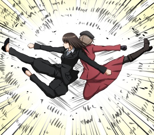  nishizumi shiho and shimada chiyo girls und panzer drawn by omachi slabco sample 483fbfa6e46d3276d2