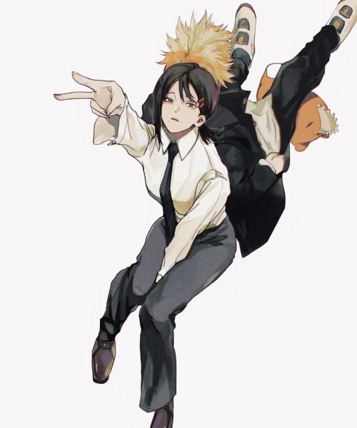  denji higashiyama kobeni and pochita chainsaw man drawn by sensui n2 sample e650dc54e204daa49e13e4d
