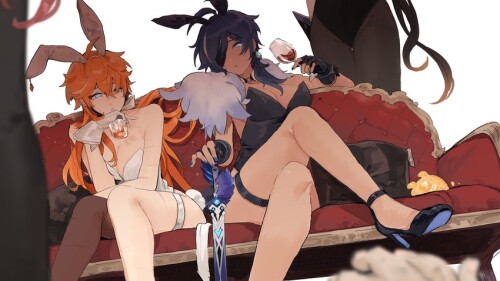  zhongli tartaglia diluc kaeya and seelie genshin impact drawn by tabibitowayo sample 21d3b317b78d3a
