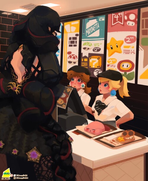  kirby princess peach princess daisy bayonetta and pepe the frog mario and 4 more drawn by hiroshi h