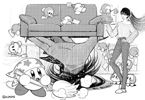  kirby bayonetta waddle dee and cleaning kirby mario and 4 more drawn by ouya maboroshimori sample 2