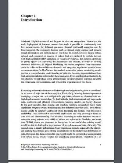 Robust Representation for Data Analytics Models and Applications (3)
