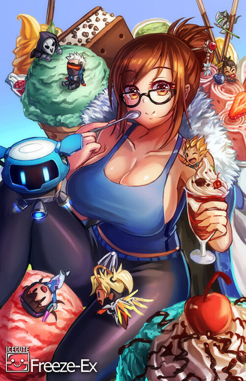  d va mercy mei soldier 76 genji and 4 more overwatch and 1 more drawn by freeze ex a5f59128135de3cd