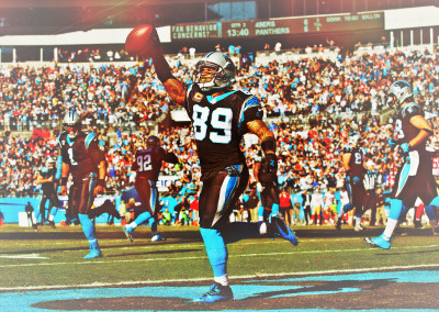 Jan 12, 2014; Charlotte, NC, USA; Carolina Panthers wide receiver Steve Smith (89) celebrates a touc