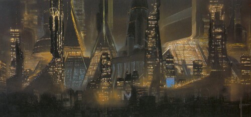 Blade Runner Night Cityscape by Syd Mead (Orange Night)
