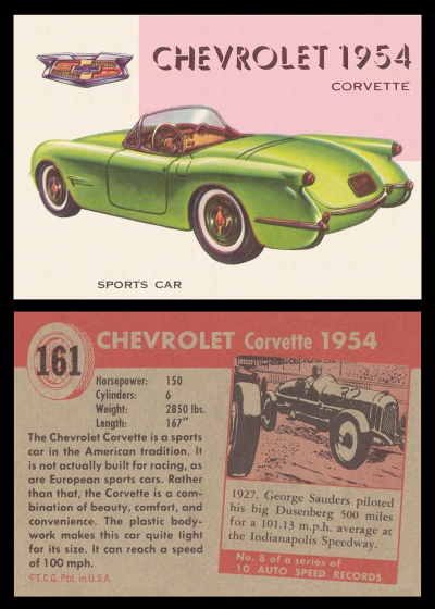ToppsWorldOnWheels 1953 54:1954Corvette#161