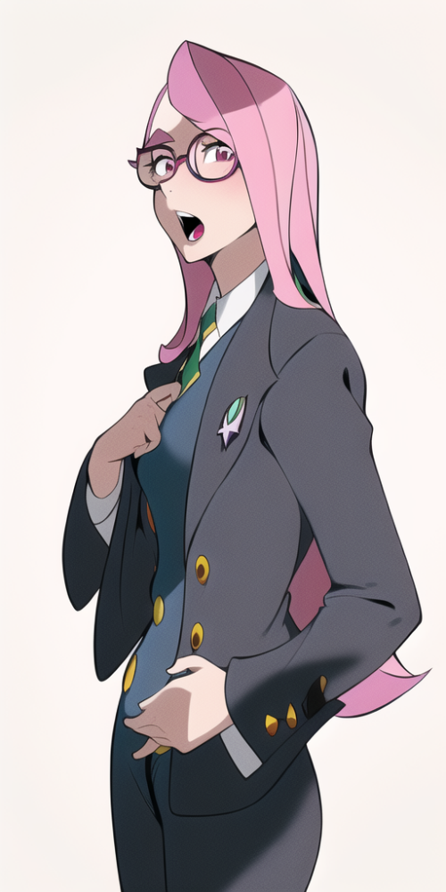 masterpiece, sucy manbavaran, little witch academia, pink hair, long hair, suit, s 2610601700