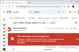 Democratic Alliance message seems dangerous - according to Gmail: https://trulyjuly.wordpress.com/2020/05/14/democratic-alliance-message-seems-dangerous-according-to-gmail/