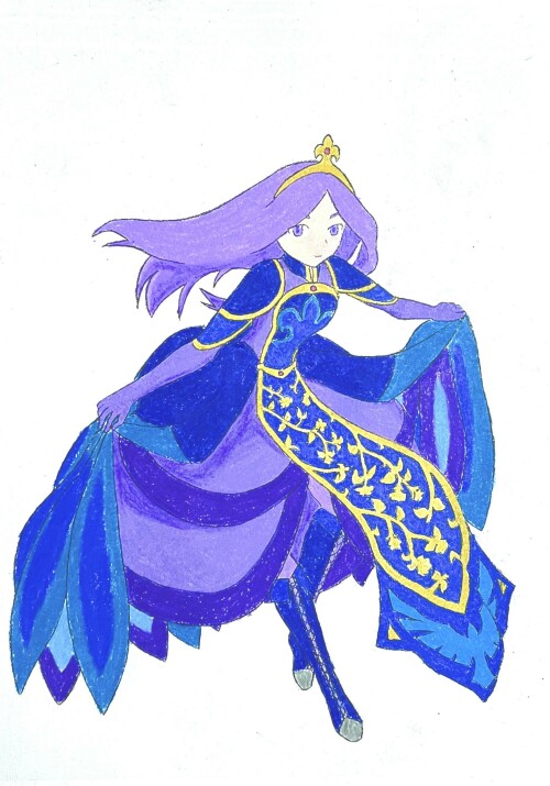 Sylviane curtsying in her formal 'battledress' (cooler color ver)