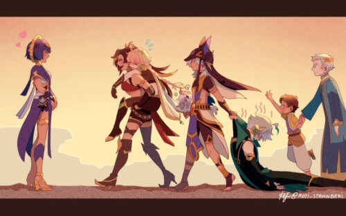  aether paimon dehya alhaitham cyno and 3 more genshin impact drawn by roti strawberi sample dd2915e