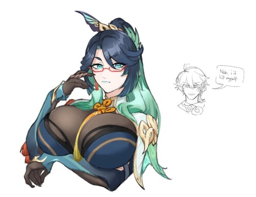  aether cloud retainer and xianyun genshin impact drawn by smugigante sample 26318ea6acdc31afdff9e8e