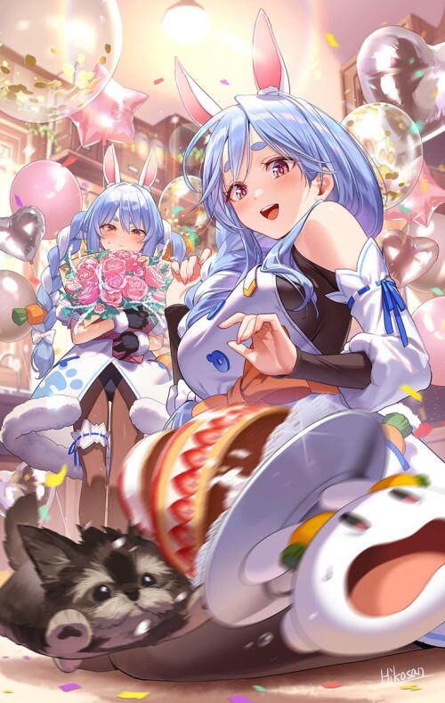  usada pekora pekomama and pekomon hololive drawn by hikosan 69ab5514338be7cb4068474d167c3f05