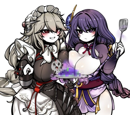  raiden shogun and alexandrina sebastiane genshin impact and 1 more drawn by uncolorcube sample ea9d